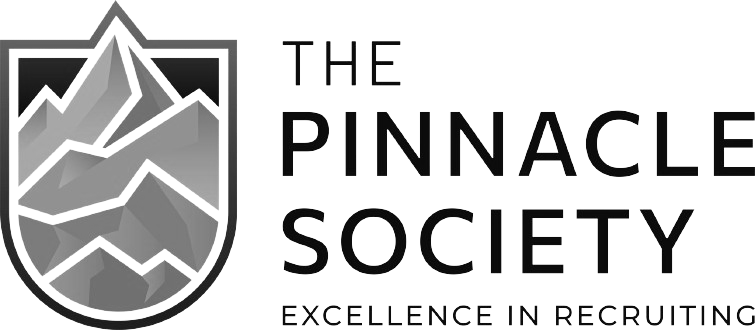 The Pinnacle Society logo with a mountain crest and text: "THE PINNACLE SOCIETY EXCELLENCE IN RECRUITING".