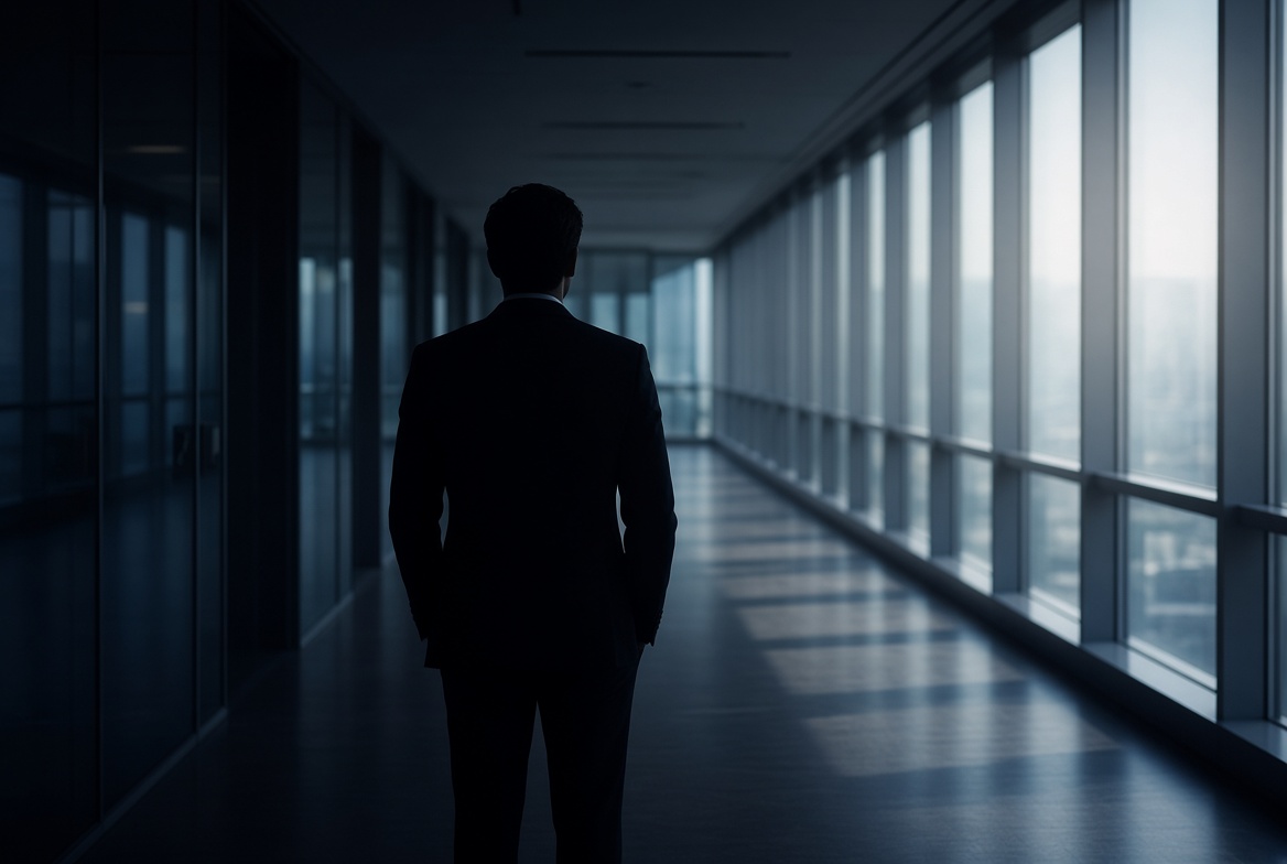Confidential replacement search silhouette of candidate in professional office