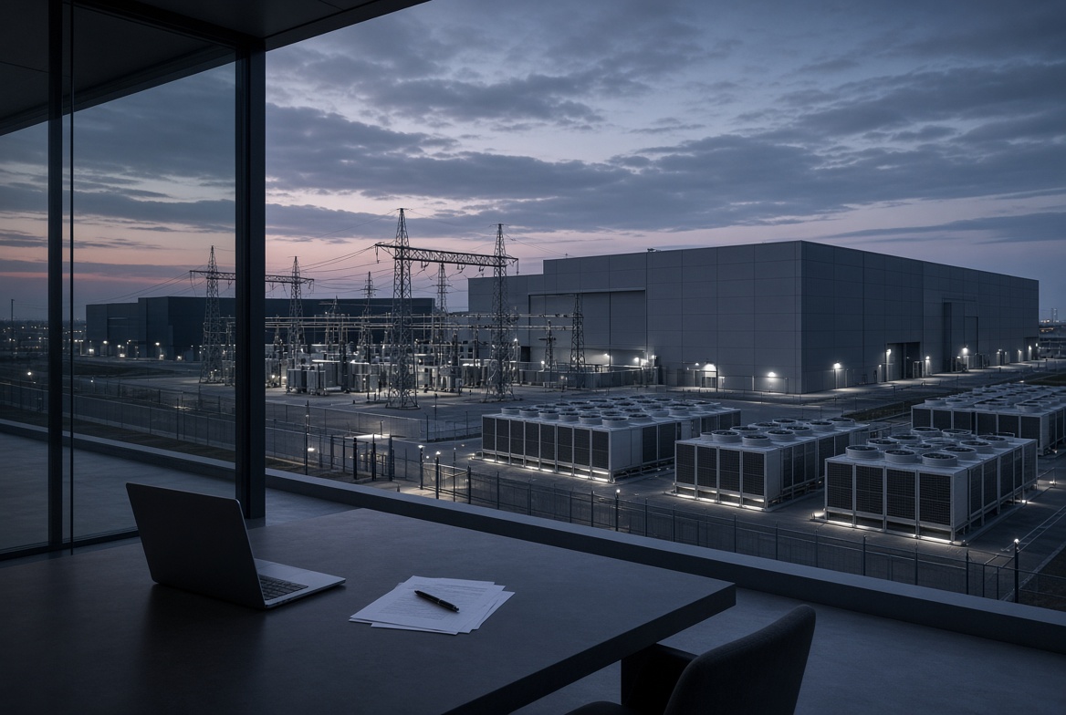 Data center leadership team reviewing hyperscale facility plans